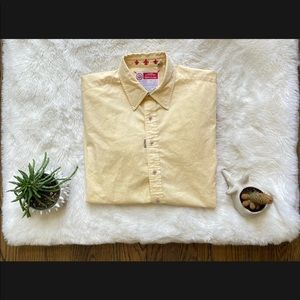 ROBERT GRAHAM BUTTON SHIRT LARGE YELLOW WILD SUMMER FRESHLY LAUNDERED LONG SLEEV